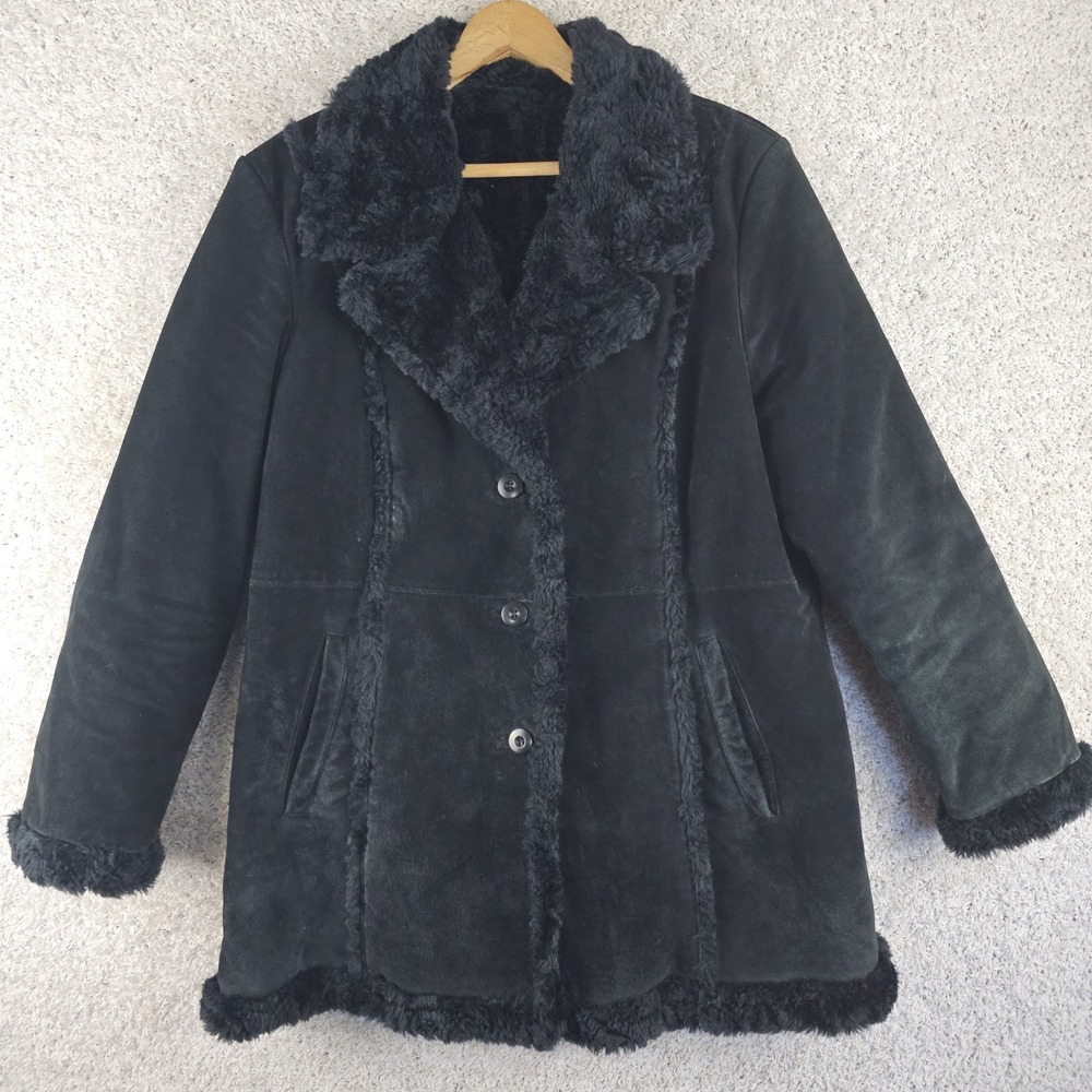 Vintage Wilsons Maxima Suede Penny Lane Faux Fur Coat Sz XL Boho Western Y2K 90s